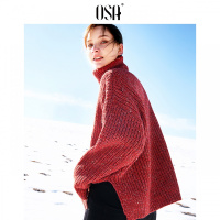 ⑩OSA欧莎2018冬装新款女装时尚高领舒适长袖慵懒风宽松针织毛衣