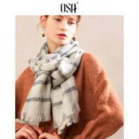 ⑩OSA欧莎2018冬装新款女装 舒适保暖格子流苏围巾