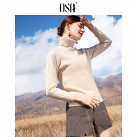 OSA欧莎2018秋冬chic网红慵懒风宽松套头高领打底毛衣针织衫上衣