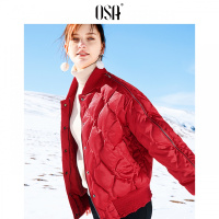 ⑩OSA欧莎2018冬装韩版时尚新款红色长袖短款棒球羽绒服女