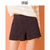 OSA欧莎2018冬装新款复古chic百搭修身直筒休闲短裤裤子女