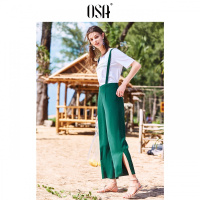 OSA欧莎2019春装新款新款韩版时尚百搭cec宽松背带阔腿休闲裤