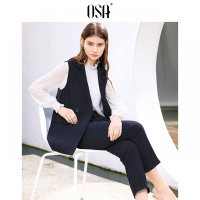 OSA欧莎2019春装新款职业西装马甲休闲裤两件套时尚套装女