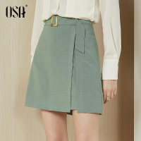 2019春夏新款绿色短裙复古高腰显瘦包臀裙ins超火的a字半身裙女