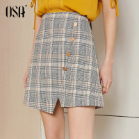 2019春夏新款高腰显瘦格子裙ins超火的a字短裙不规则包臀半身裙女