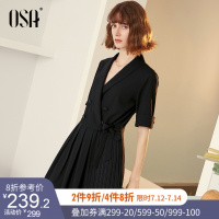 OSA欧莎裙式连体裤女假两件拼接休闲裤短袖夏秋ins时尚裙裤连衣裤