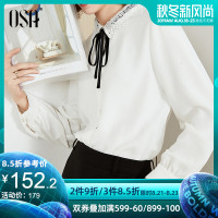 白色雪纺衬衫长袖2019新款秋法式娃娃领上衣女设计感小众轻熟职业