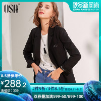 欧莎黑色西装外套女2019新款秋韩版宽松上衣休闲小西装职业装