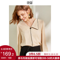 OSA职业雪纺衬衫女宽松2019新款秋季设计感小众轻熟V领长袖上衣