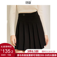 欧莎黑色裤子女显瘦百搭2019新款百褶短裙高腰休闲短裤薄款裙裤