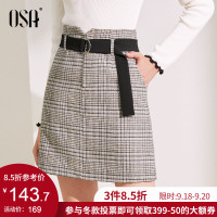 欧莎格子职业半身裙中长款2019新款高腰显瘦a字裙子女秋通勤百搭