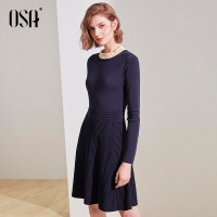 欧莎修身显瘦针织连衣裙2019初秋新款长袖流行裙子女通勤职业装OL