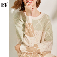 OSA欧莎长袖套头针织衫女外搭毛衣2019新款秋宽松上衣薄款打底衫