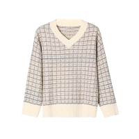 欧莎小香风毛衣女宽松慵懒风2019新款秋冬长袖v领针织衫套头外穿