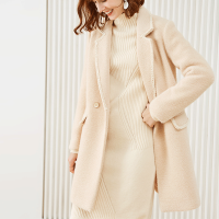 小香风毛呢外套女中长款2019新款秋冬仿貂毛赫本风呢子大衣双面绒