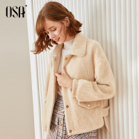 osa宽松毛绒外套女复古毛茸茸2019新款秋冬百搭短款上衣韩版ins潮
