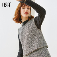 欧莎小香风套装女秋冬名媛2019新款气质不规则裙子两件套时尚洋气