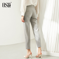 OSA欧莎灰色休闲裤女显瘦百搭锥形西裤2020新款春季九分裤子