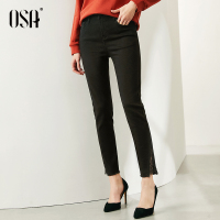 欧莎黑色牛仔裤女高腰显瘦铅笔裤2020新款春紧身小脚裤子秋冬百搭