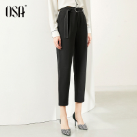 欧莎黑色裤子女休闲裤显瘦百搭九分裤2020年新款春季锥形西裤