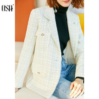 欧莎名媛小香风格子西装外套女士秋冬百搭2020新款春季粗花呢短款
