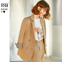 欧莎黑色外套韩版宽松2020年新款春季英伦风女士短外套洋气时尚ol