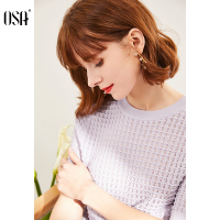 OSA欧莎时尚宽松打底镂空圆领冰丝针织衫上衣女夏季2020新款薄款