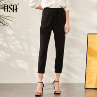 OSA高腰束脚裤子女2020新款春夏季黑色九分裤显瘦百搭微喇休闲裤