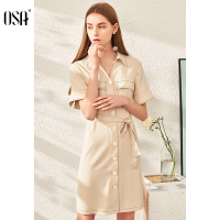 OSA名媛小香风衬衫连衣裙女夏季2020新款收腰显瘦复古法式衬衣裙