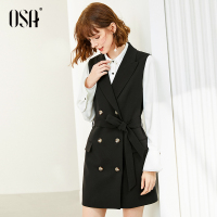 OSA欧莎OL职业西装外套2020春装新款优雅知性西装马甲连衣裙