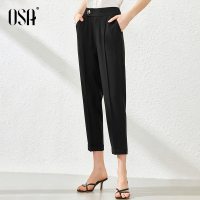 OSA高腰直筒裤夏薄款烟管裤显瘦百搭九分休闲裤子女2020年新款