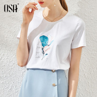 OSA白色短袖T恤女装夏季2020年新款时尚流行衣服显瘦体恤上衣百搭