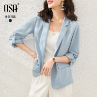 OSA黑色垂感西装外套女秋装2020年新款OL职业正装小西服上衣薄款