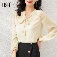 OSA遮肚子雪纺衫女灯笼袖宽松小衫2020新款秋季名媛气质上衣洋气