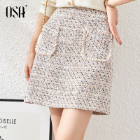 OSA气质OL职业女高腰a字短裙2020年新款秋季粗花呢裙子