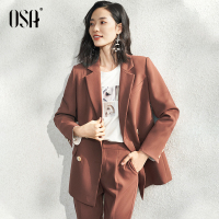 OSA英伦风西装外套女2020年秋季新款设计感小众宽松职业西服上衣