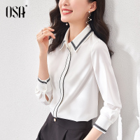 OSA白色职业雪纺衬衫女高级感小众衬衣春装2021年新款上衣夏薄款