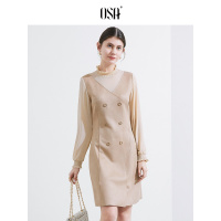 OSA春装2021年新款女法式小香风连衣裙女中长款收腰显瘦气质裙子