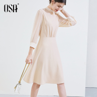 OSA法式复古假两件连衣裙女夏季2021年新款中长款温柔风裙子春装