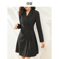 OSA黑色OL职业连衣裙女春装2021年新款中长款收腰显瘦西装裙子夏