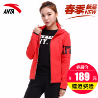 安踏运动服女装连帽开衫针织衫2019新款舒适时尚卫衣16717729