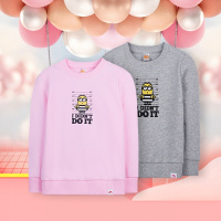 安踏儿童女小童套头衫2019春季新款小黄人针织卫衣女童卫衣3-6岁