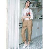 素缕夏装2018新款女装休闲裤复古亚麻长裤女士背带裤WS8209鹍