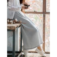 素缕夏装2018新款女装条纹九分裤阔腿休闲裤条纹裤女裤子QS7112鶭