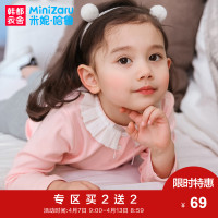 米妮哈鲁童装女宝宝女童纯棉长袖上衣T恤2018春装新款T恤YL779 100cm(100/52) 粉色