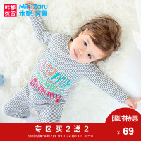 米妮哈鲁童装幼儿爬服2018春装新款纯棉新生儿连体衣YY7402麥 73cm(73/48) 黑色