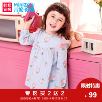 米妮哈鲁童装女童连衣裙2018春装新款公主裙婴幼儿裙子YY7073麥 100cm(100/52) 蓝色