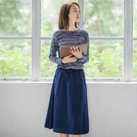 素缕夏装2018新款女文艺打底连衣裙女A字裙女裙子中长款SC7326嬿