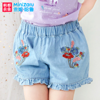米妮哈鲁童装女童短裤婴幼裤子2018夏装新款儿童牛仔裤YY7645