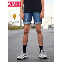AMH男装韩版2018夏季新款潮流休闲水洗破洞短裤牛仔裤男NV7420